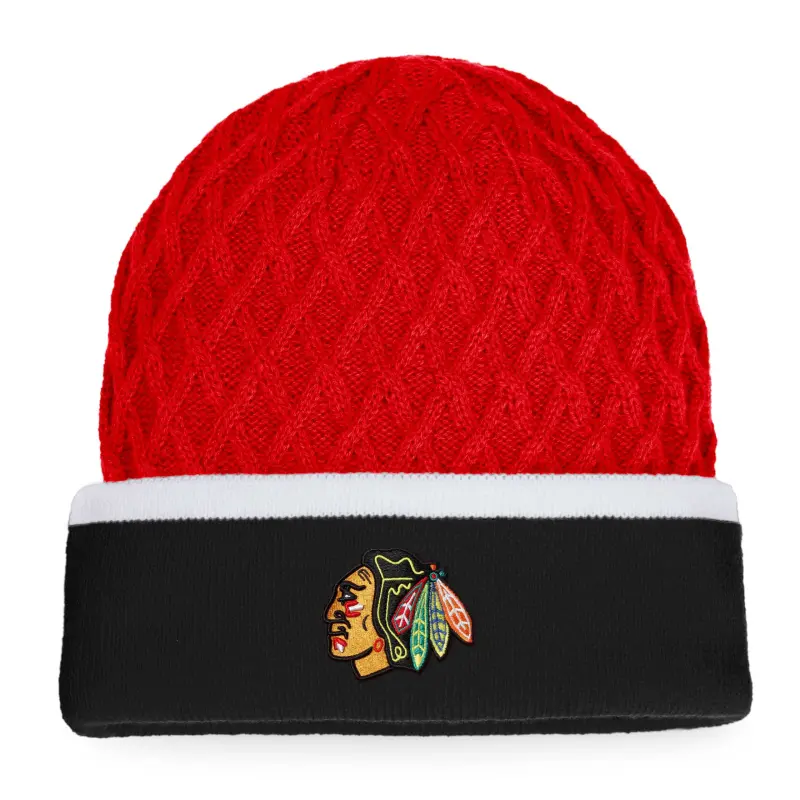 men8217s fanatics blackred chicago blackhawks iconic striped cuffed knit hat