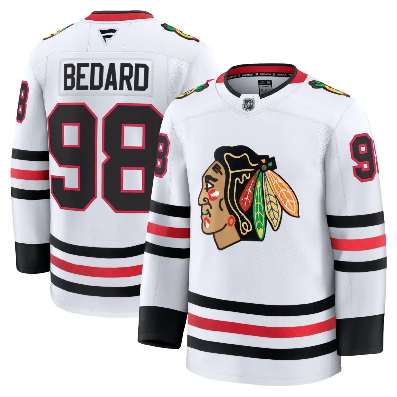 men8217s fanatics connor bedard white chicago blackhawks away premium jersey