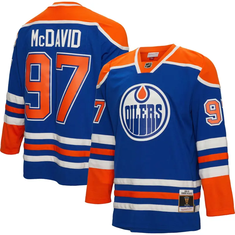 men8217s mitchell amp ness connor mcdavid blue edmonton oilers 201516 blue line player jersey