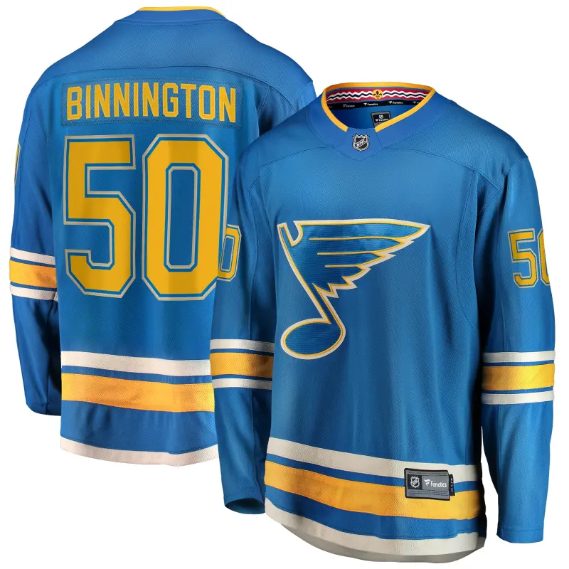 men8217s fanatics jordan binnington blue st. louis blues 201819 alternate premier breakaway player jersey