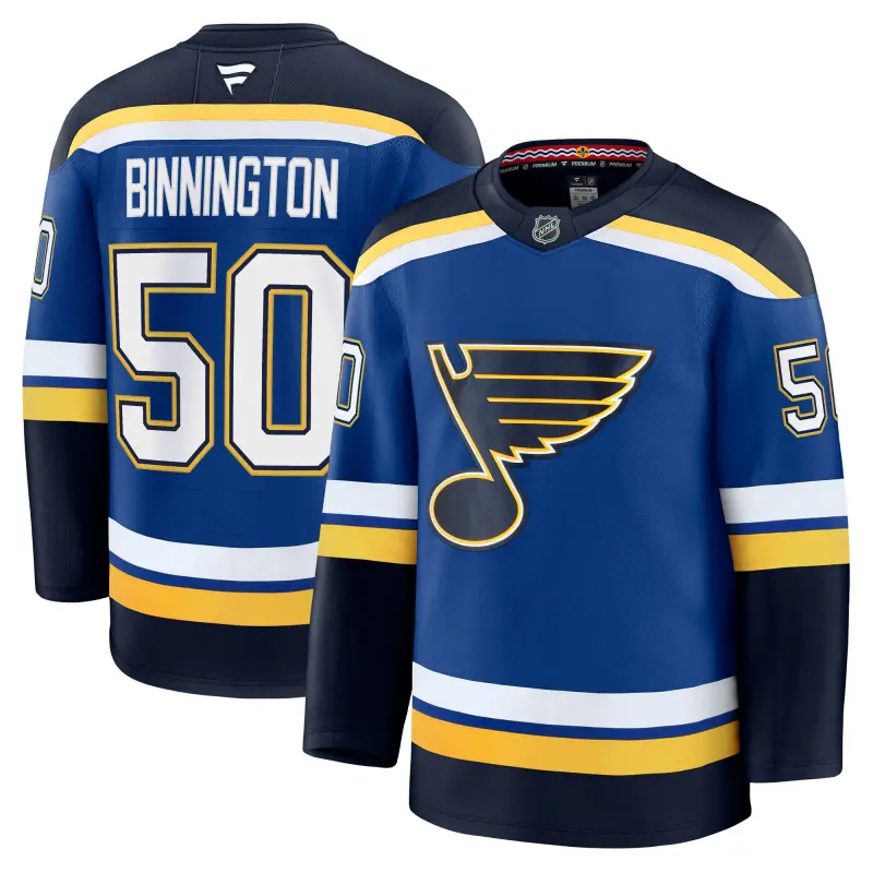 men8217s fanatics jordan binnington blue st. louis blues home premium jersey