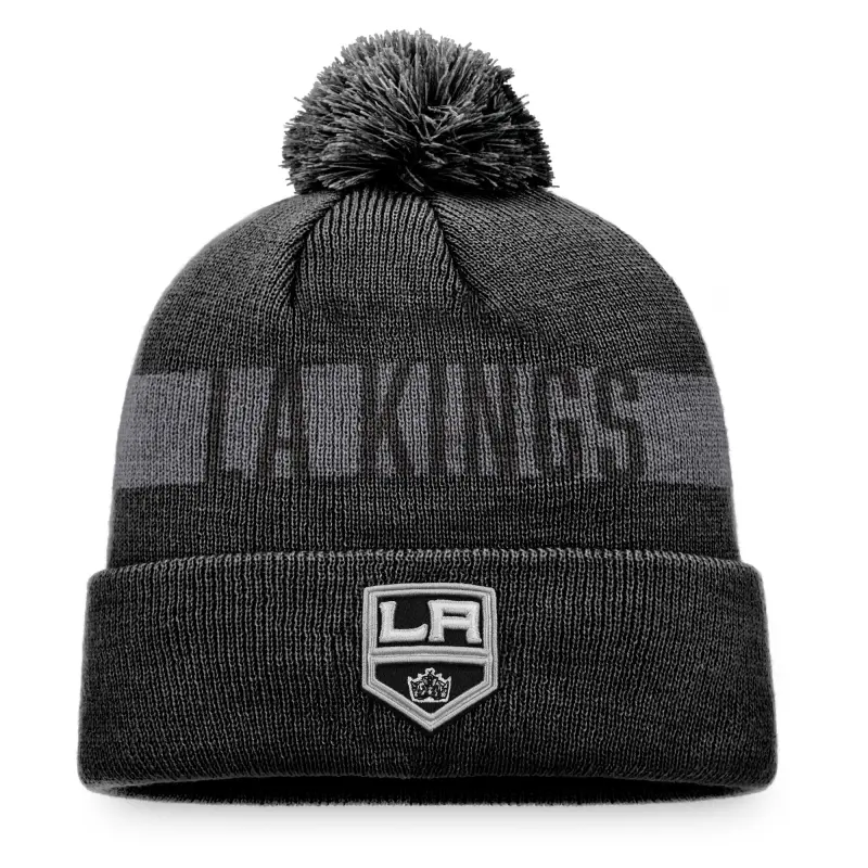 los angeles kings fundamental beanie cuff with pom