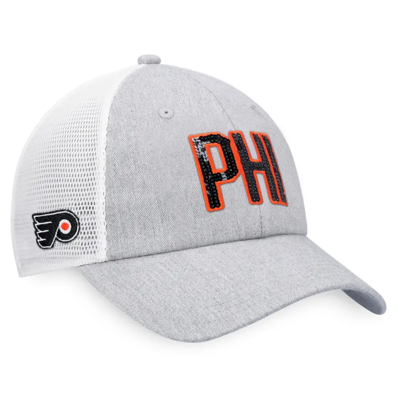 women8217s fanatics heather graywhite philadelphia flyers iconic glimmer trucker snapback hat