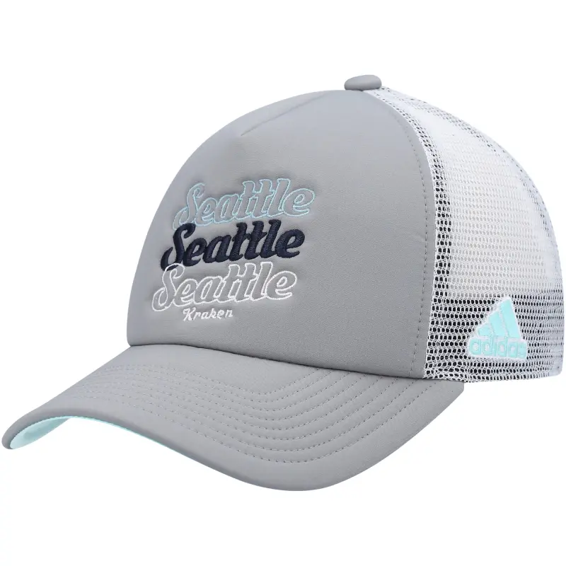 women8217s adidas graywhite seattle kraken foam trucker snapback hat